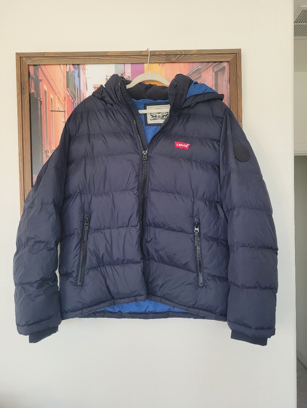 Levi's Navy Quilted Puffer Jacket with Badge